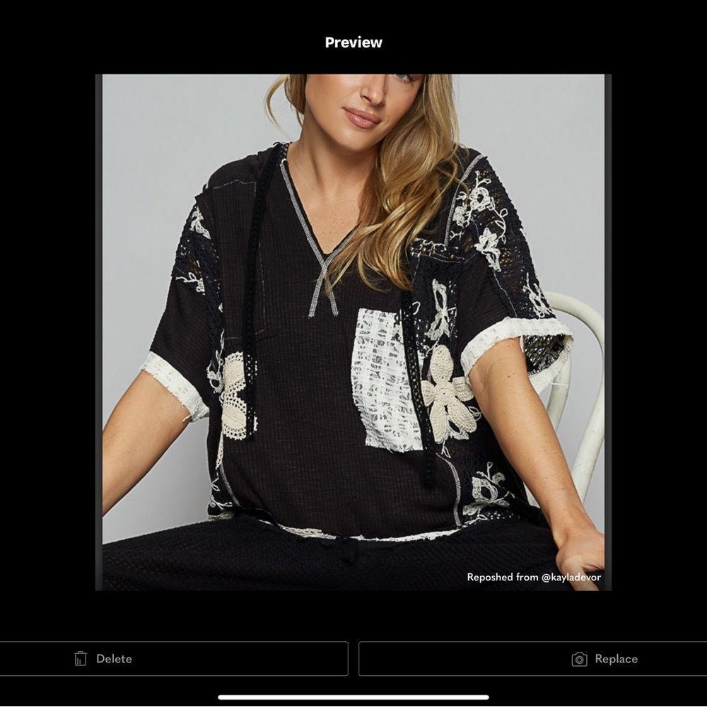 POL Pants and Top Black and White Patchwork